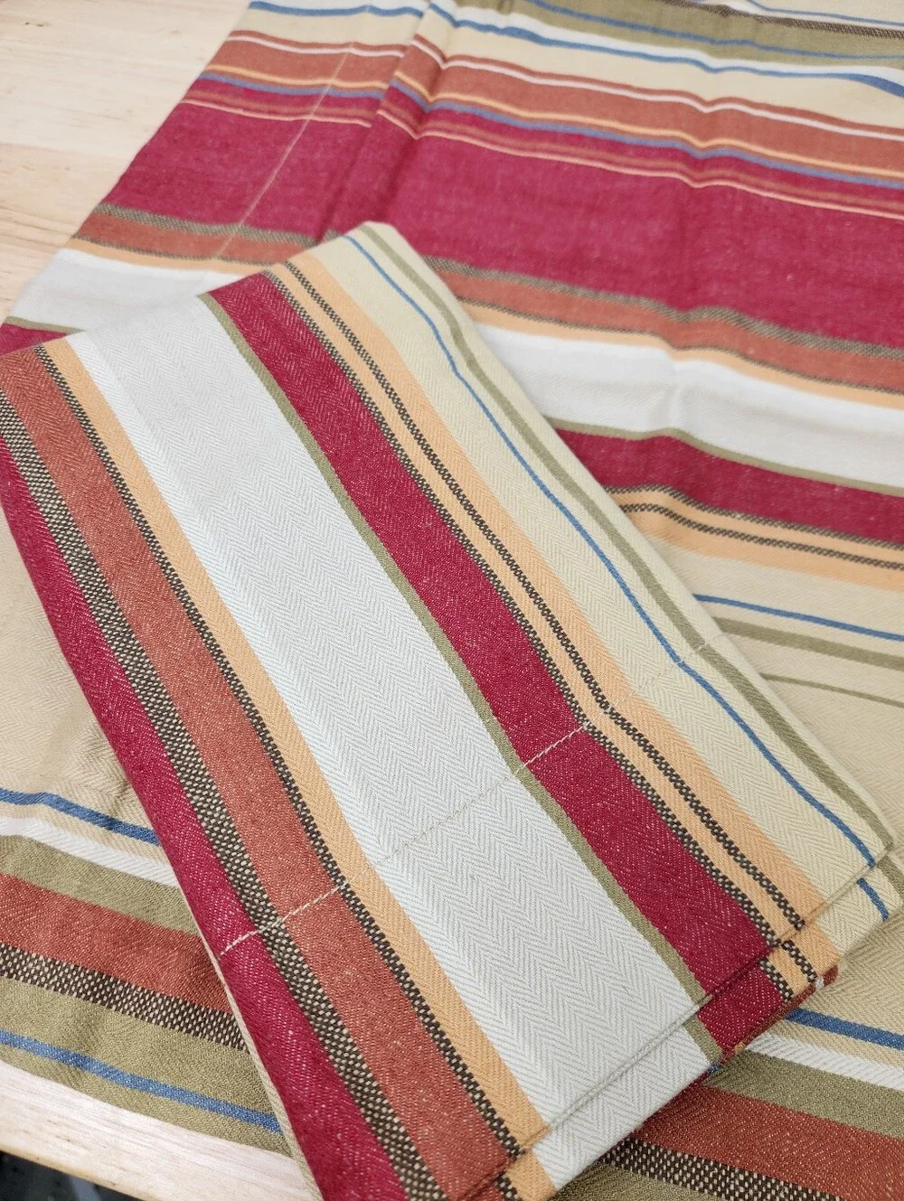 Pottery Barn Serape Linen Blend Standard Sham Set Of 2 French Cottage NOS